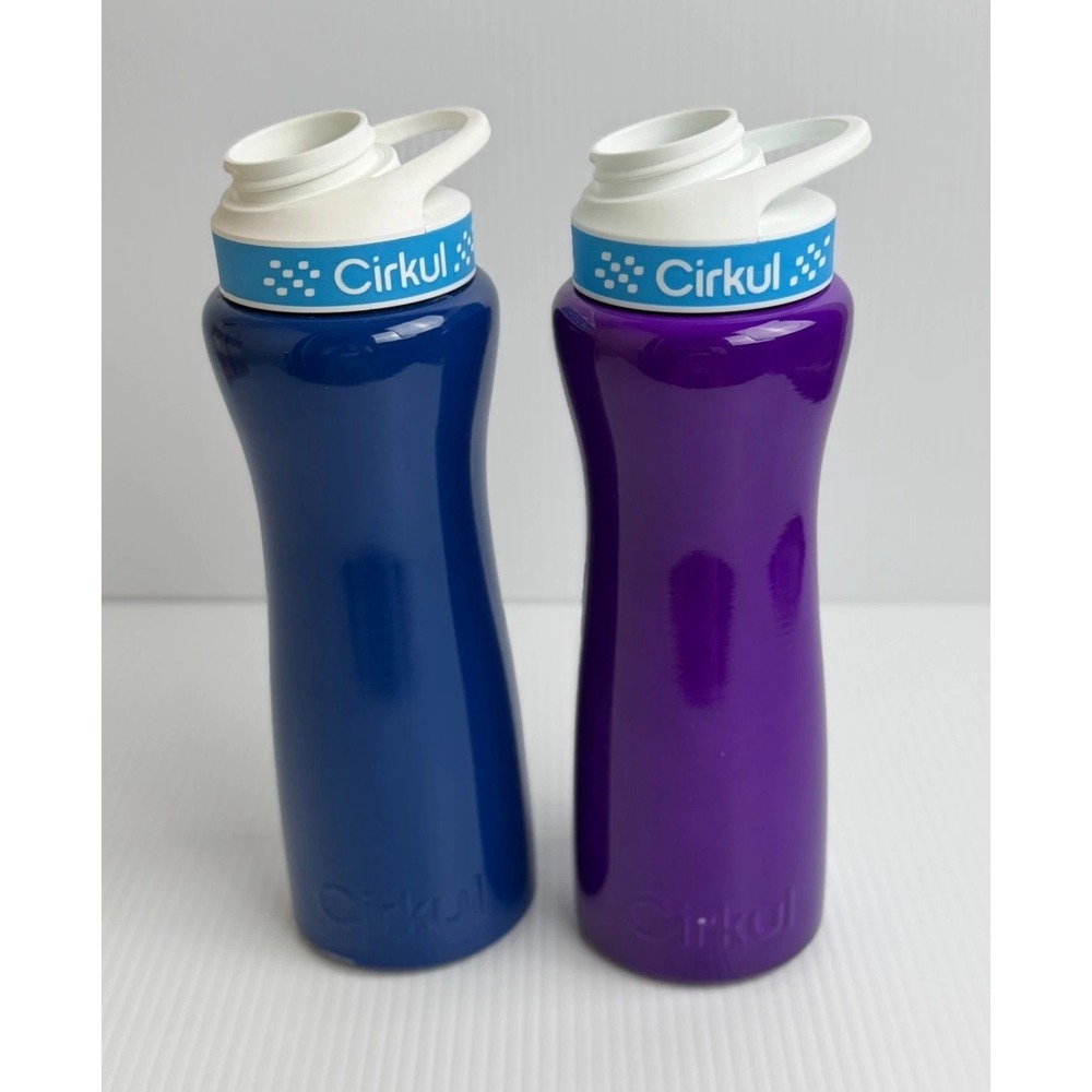 Cirkul Water Bottles Lot of 2 Blue Purple White Lid Reusable Drink Bottles 22 oz